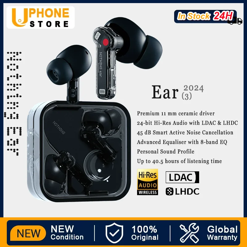 2024 New Nothing Ear（3）Earphones 45dB ANC Hi-Res Audio with LDAC&LHDC 11mm Driver Support 8-Band EQ Official original 100%