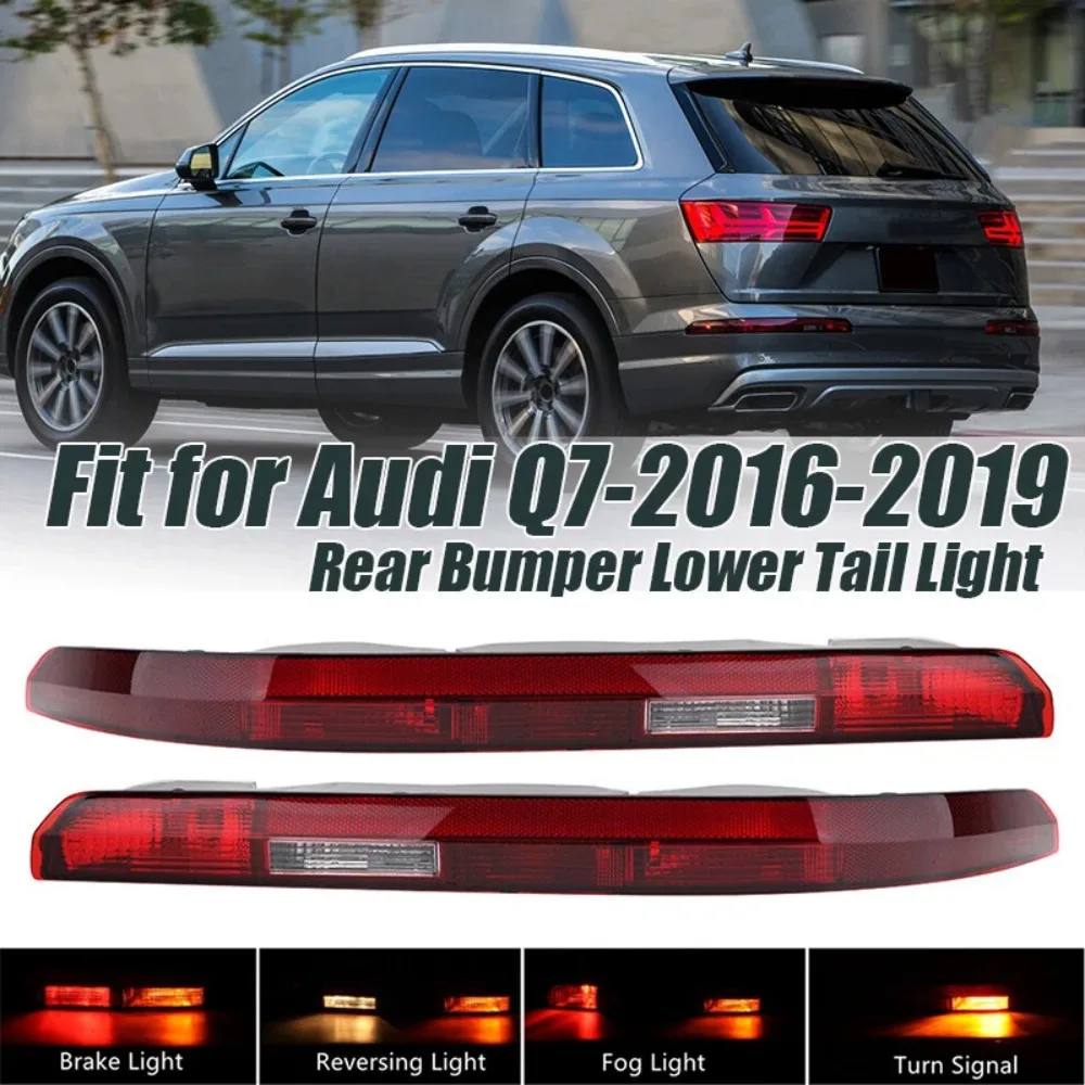 For Audi Q7 2016-2021 EU Car Rear Bumper LED Reflector Light Turn Signal Stop Fog Lamp W/4 Bulbs 4M0945096 4M0945095