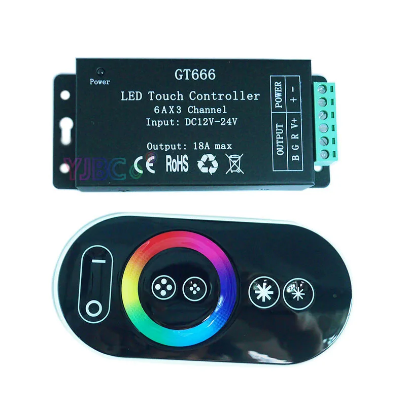 touch led dimmer controlador rgb para 5050 rgb led strip lights dc 1224v 6a x 3channel max 18a atacado gt666 01