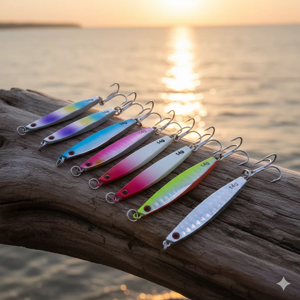 7 Stück 14g Sinkender Metall-Jig 6cm Vibrations-Köder zum Uferwerfen Bleifisch-Kunstköder für Spanische Makrele Barsch Blaufisch Salzwasser