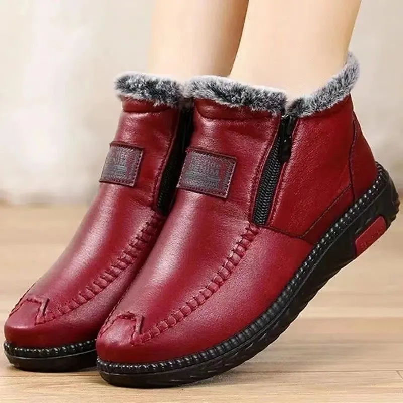 Womens Ankle Boots Anti Slip Winter Waterproof Snow Warm Fur Casual Basic Platform  Comfortable Elegant Mom Cotton Shoes Round