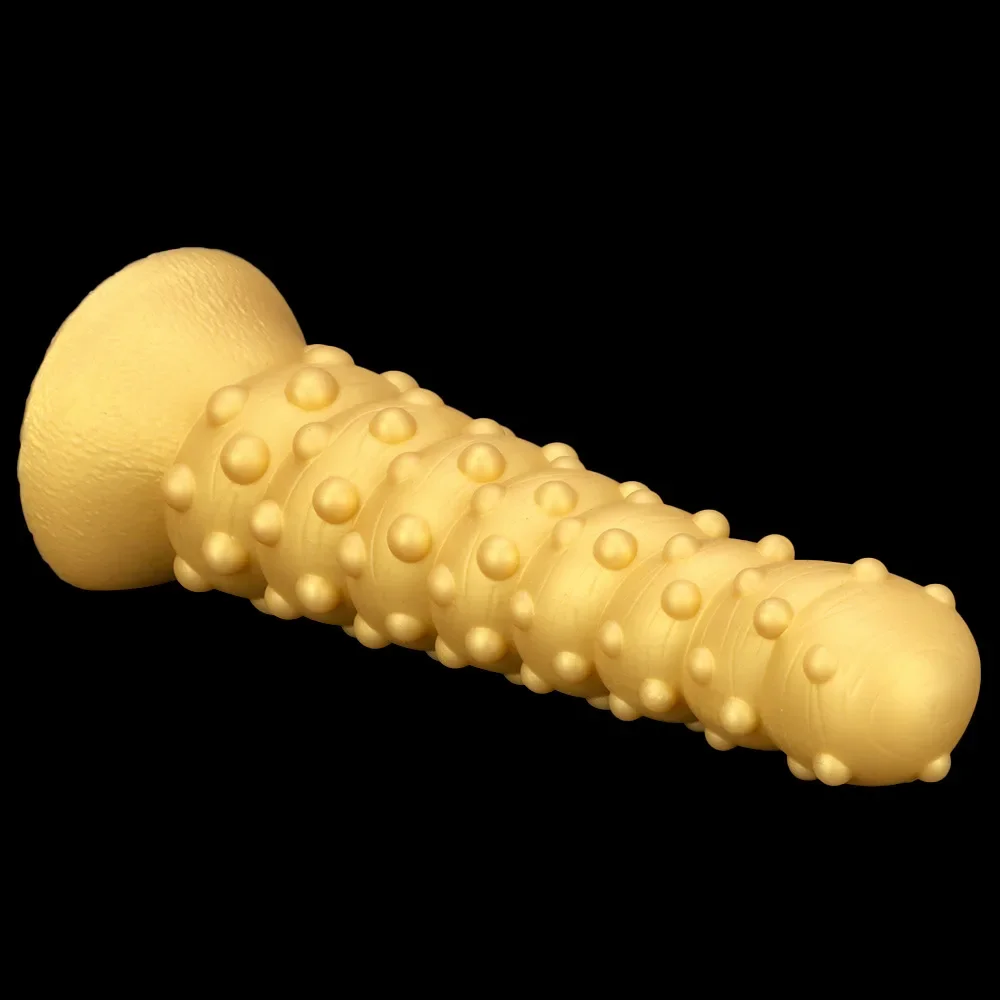 Golden Silicone Dildo Adult Supplies Women Men Anus Massage Spiked Anal Plug Suction Cup Penis Female Vagina Masturbator Toys