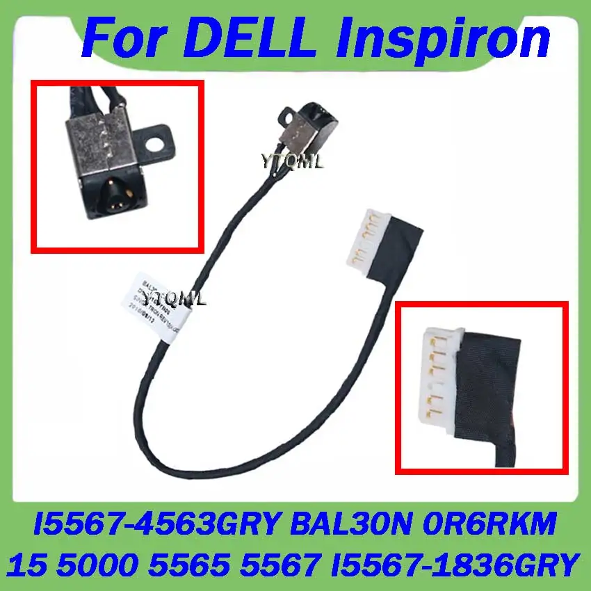 20-100Pcs DC Power Jack For DELL Inspiron 15 5000 5565 5567 I5567-1836GRY I5567-4563GRY BAL30N 0R6RKM DC Connector Laptop Socket