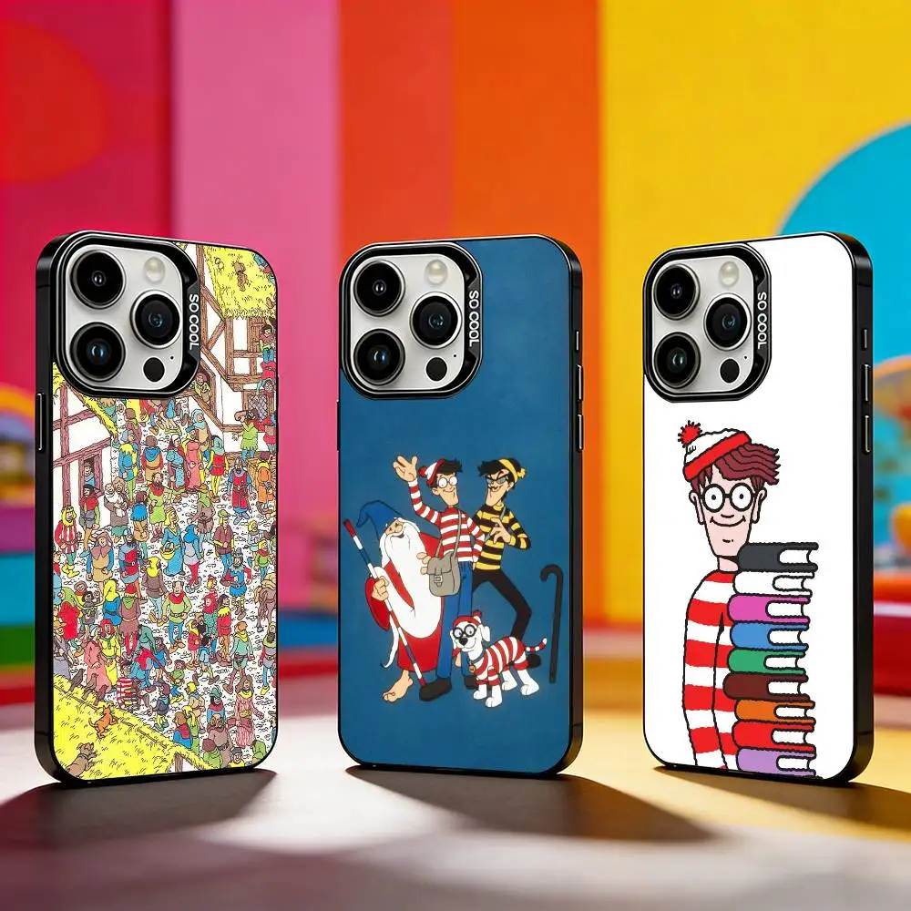 

Game Wheres W-WallyS Waldo Phone Case For iPhone 17,16,15,14,13,12,11 Plus,Pro Max,XS,Colored silver phone case