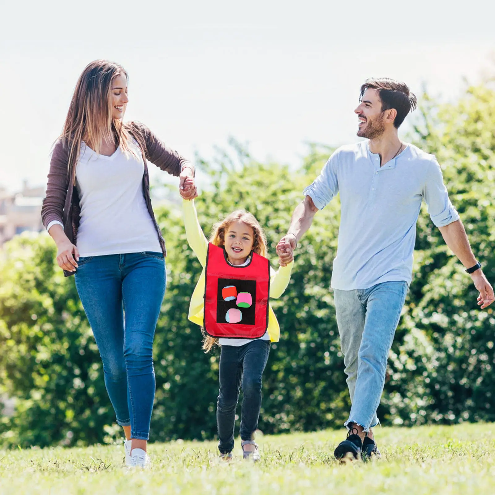 

Children Sticky Ball Vest Small Red Adhesive Jersey Vest Game Props Includes 3 Random Color Balls Perfect for Kids Outdoor Play