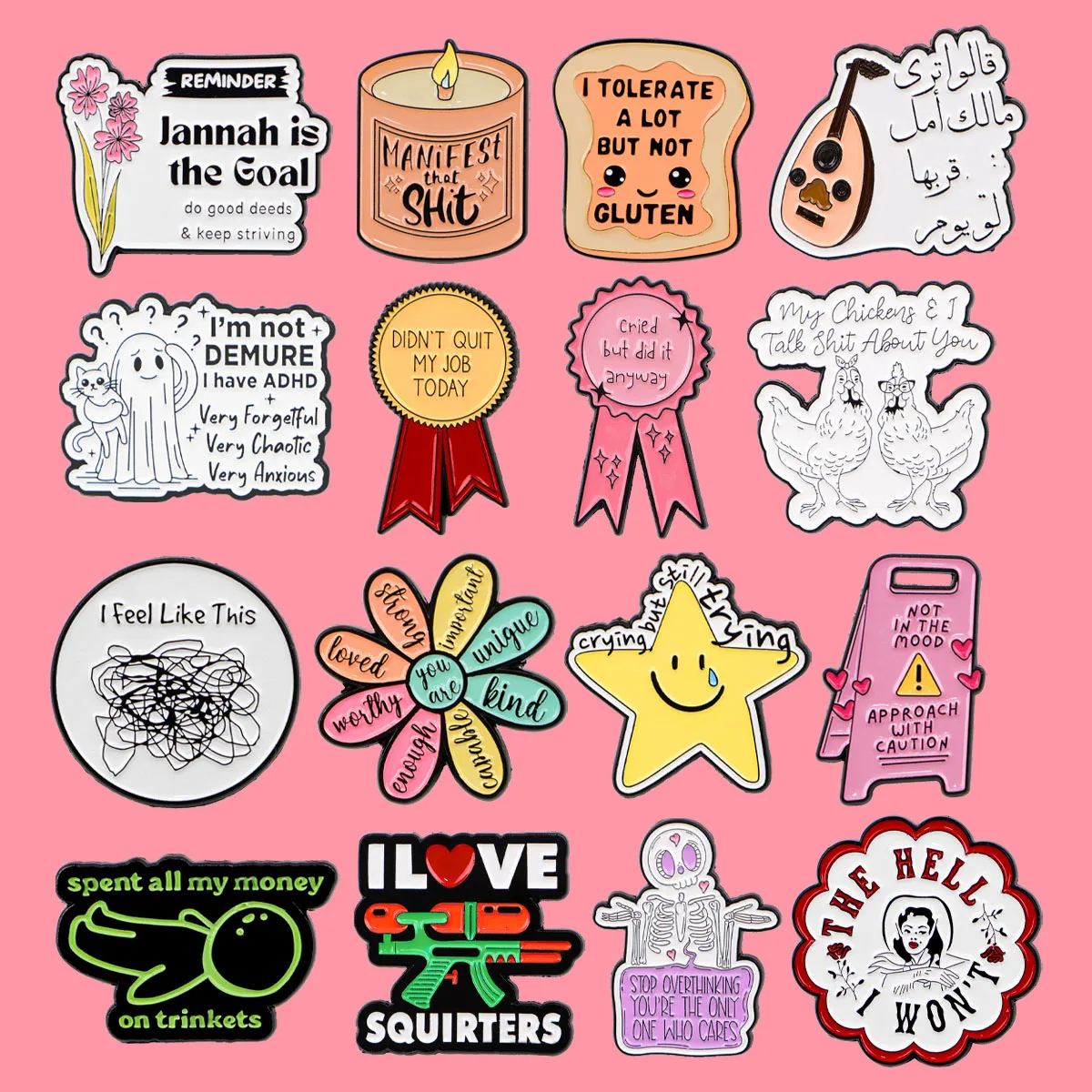 Funny Warning Quotes Enamel Pins Cartoon Star Medal Pin Badge on Backpack Lapel Brooch Costume Accessories Fashion Jewelry Gifts
