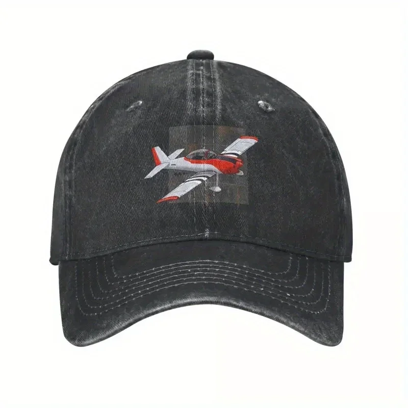 Vans Aircraft RV-8 Aviation-Themed Baseball Cap for Men & Women - Red & White Airplane Design, Durable Textile Material, Machine
