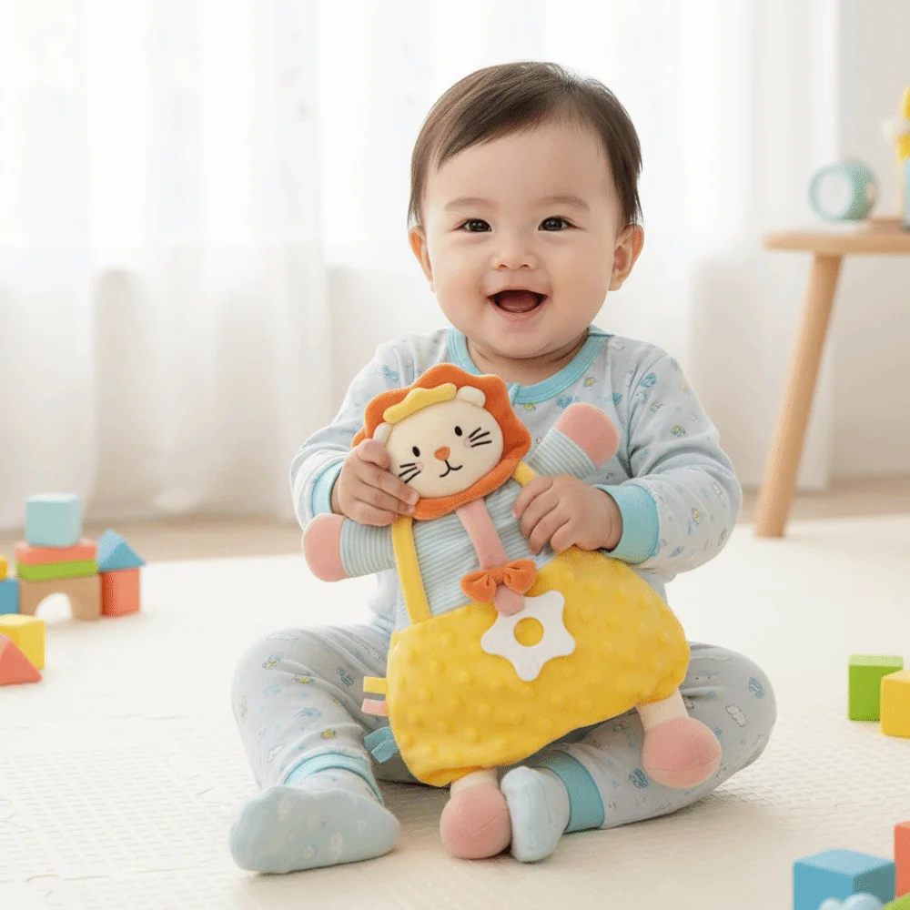 Super Soft Baby Soothing Towel Simulation Animal Bean Velvet Hand Puppet Palm Simulation Soft Soothing Throw Pillow