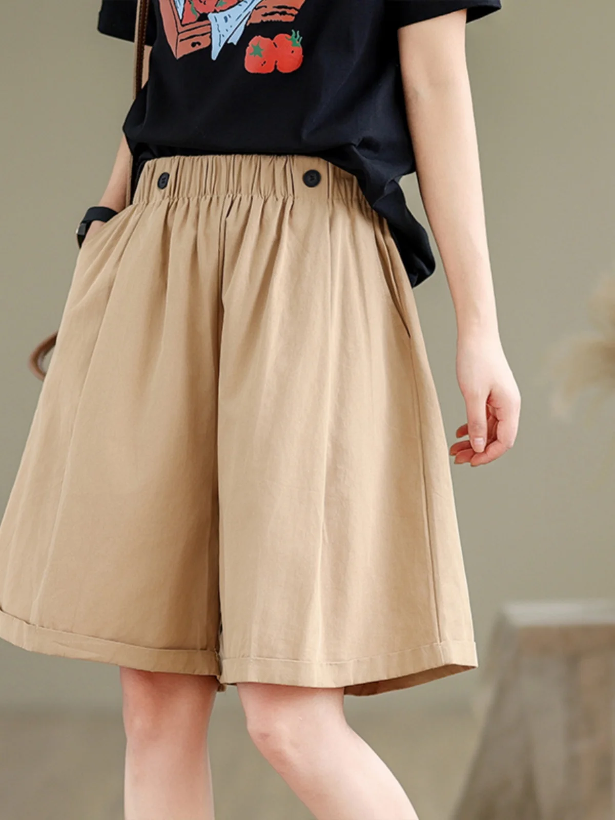 Retro spodnie damskie z wysokim stanem i szerokimi nogawkami, luźne, wyszczuplające, letnie, cienkie, uniwersalne, z wysokim stanem i szerokimi nogawkami.