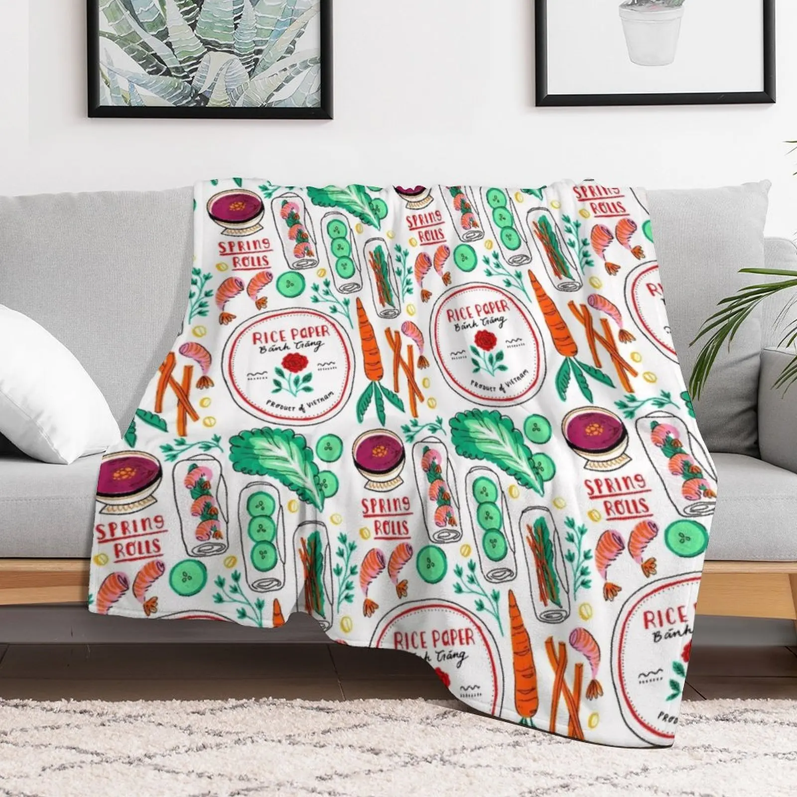 Vietnamese Spring Rolls Throw Blanket