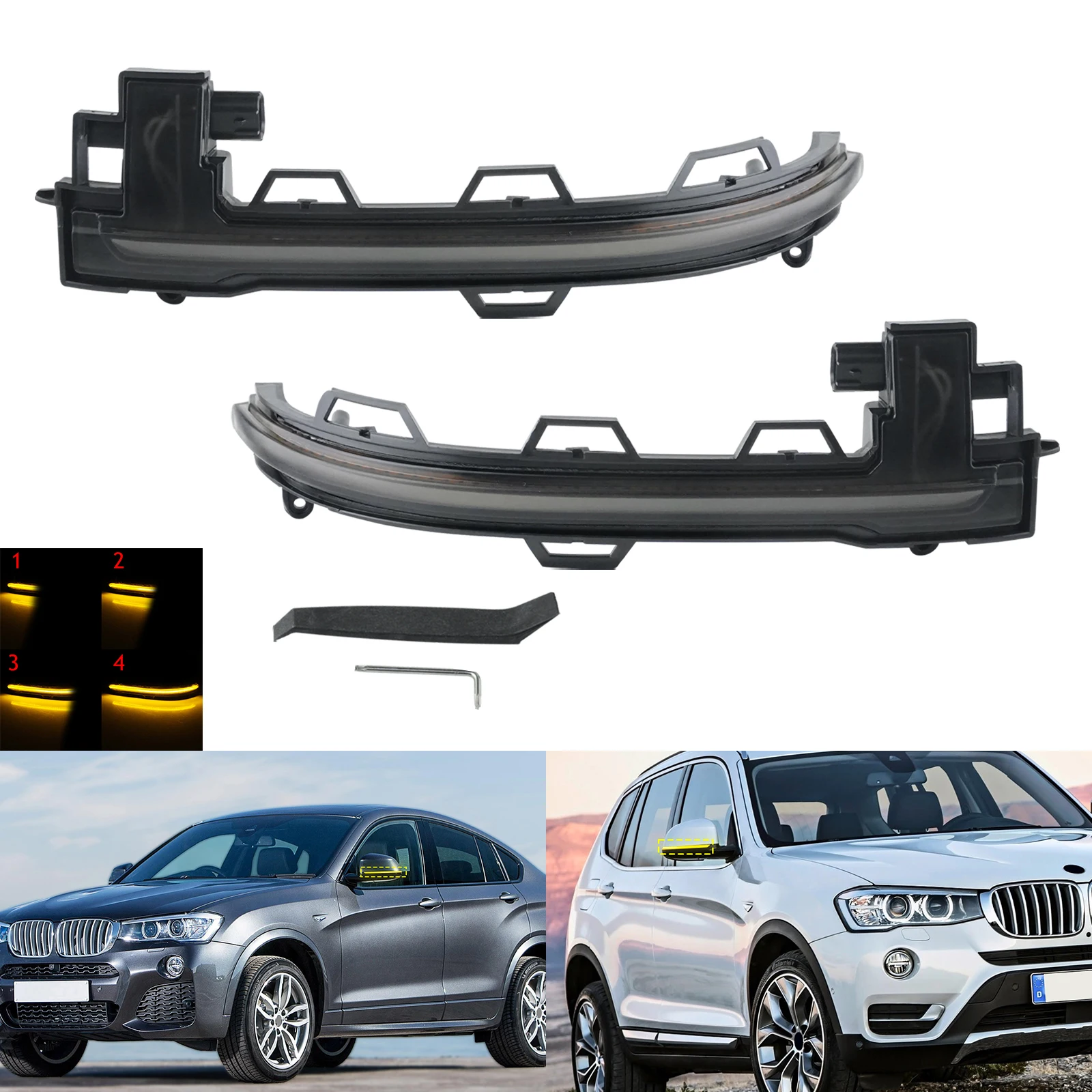 For BMW X3 F25 X4 F26 X5 F15 Dynamic LED Wing Mirror Turn Signal Indicator Light
