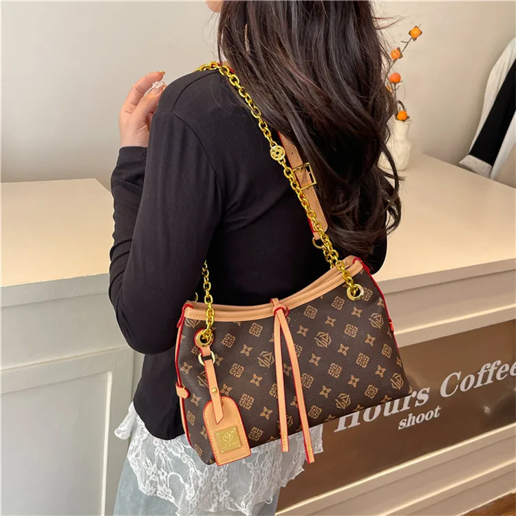 

Сумка подмышки с монограммой 2025 года, женская сумка через плечо с ремешком-цепочкой, винтажная сумка через плечо, минималистичная сумка «день-ночь», текстурированная