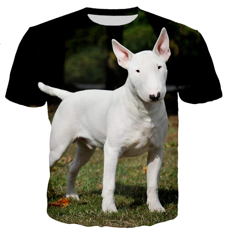 Bull Terrier Dog T-shirt Men 3D Print Pets Animal Short Sleeve Tops Summer Outdoor Streetwear T Shirt Loose Oversized Tee Shirt