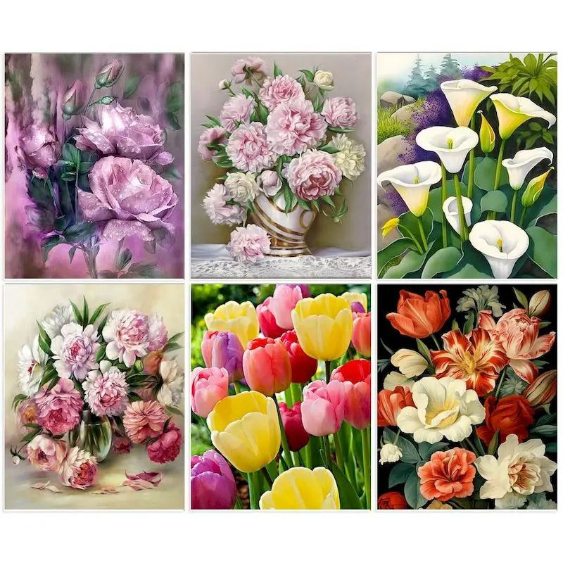 

CHENISTORY Diy Painting By Numbers flower Diy Frame Handpainted Oil Painting Drawing Canvas Numbers Painting Home Decor Gift