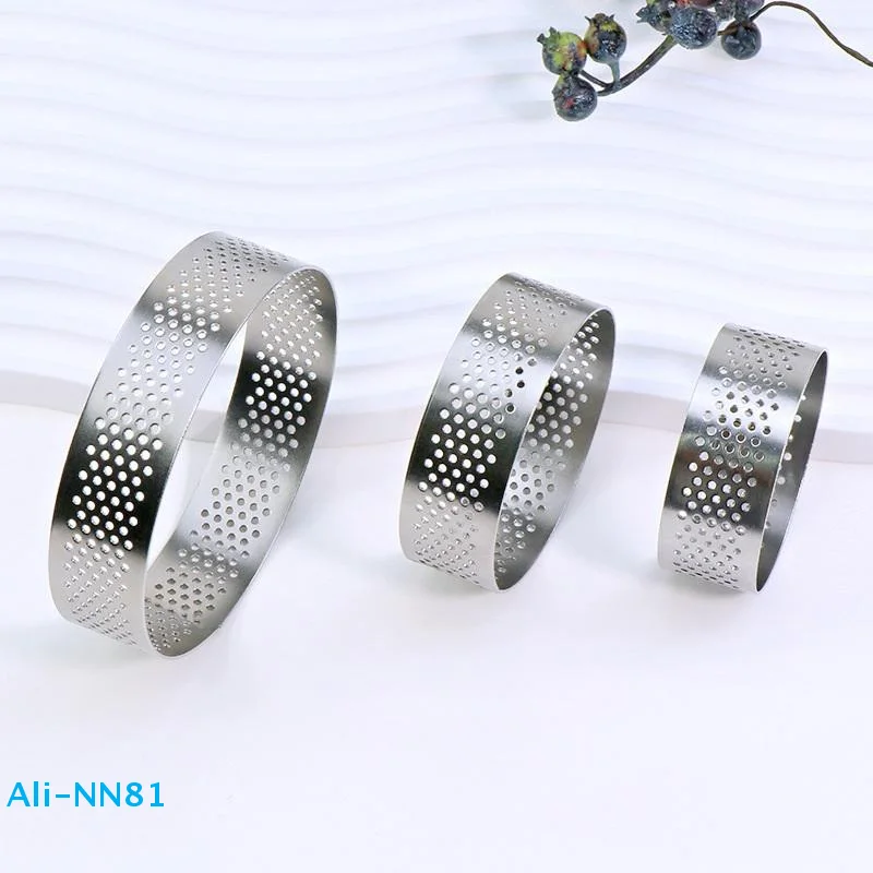 【N】Molde Clásico de Acero Inoxidable 304 de 5/6/7/8CM para Mousse con Orificio, Base para Tartas, Pasteles de Frutas y Quiches, Herramienta de Repostería