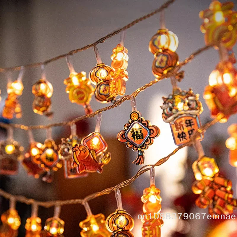 1,6 m, 10 LEDs, chinesische Frühlingsfest-Lichterkette, hängende Ornamente, für Zuhause, Neujahr, Schlafzimmer, Wohnzimmer, Dekoration, Partyzubehör