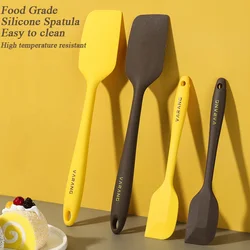 2 Pieces Yellow/Brown Scraper Silicone Spatula Set Gadget Tools Mixing Tool Utensils All for Kitchen and Home Baking Cake Cream