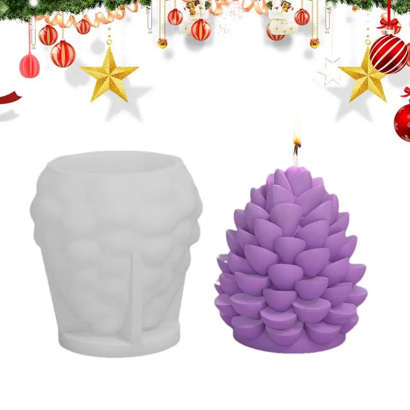 Large Christmas Tree 3D Pine Cone Silicone Candle Mold DIY Handmade Soap Gypsum Resin Craft Mould Home Gift Production