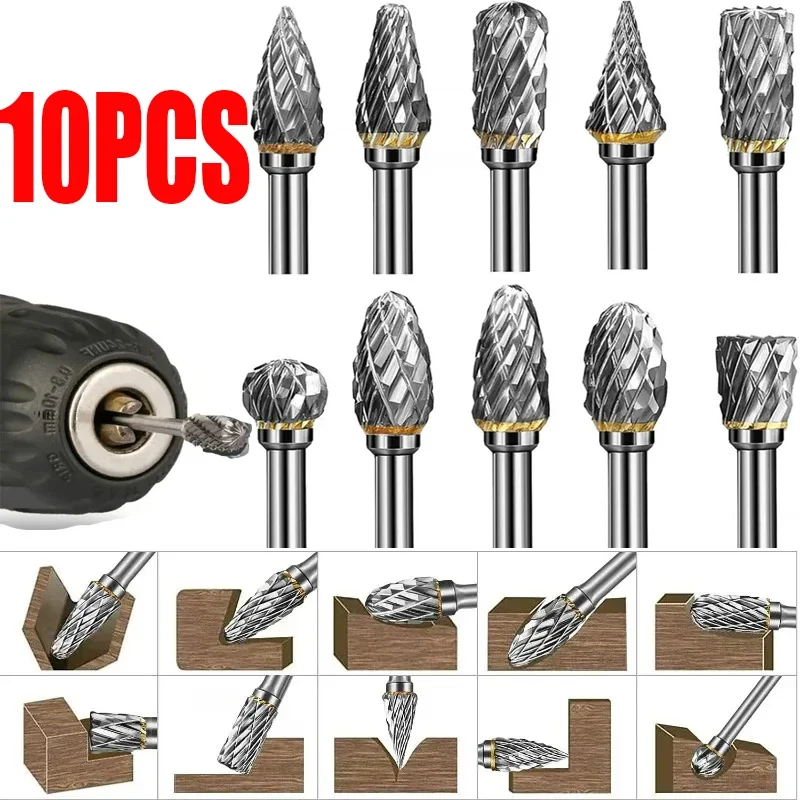 10 sztuk stali obrotowej ze stopu twardego do cięcia i rzeźbienia zestaw wierteł podwójnie ciętego skrzynka narzędziowa stałego 3x6mm narzędzia ścierne