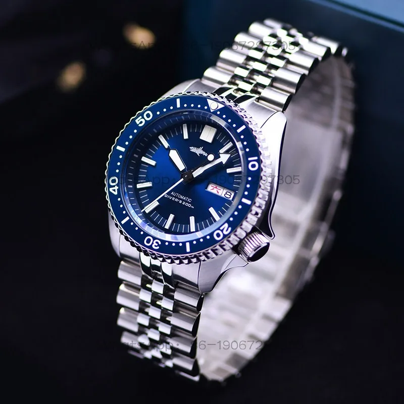 Dual Date Blue Luminous 200-Meter Waterproof Men's Watch