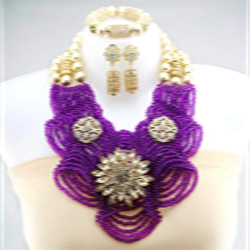 

High Quality Fashion African Beads Jewelry Set Artificial Crystal Jewelry Set Nigerian Wedding Jewellery Sets XK - 0312183