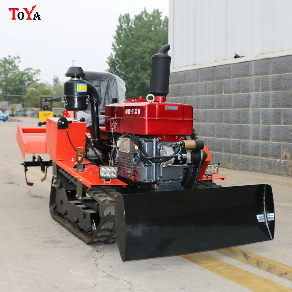 Crawler type small agricultural micro tiller, plowing and trenching, four-wheel drive rotary tiller. Customised