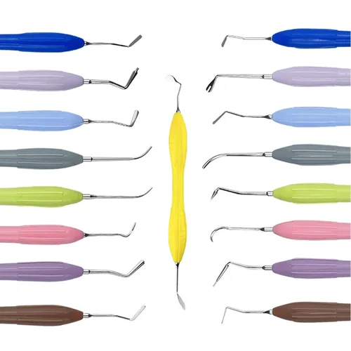 Espátula de relleno de resina Dental, restauración estética, espátula de relleno de resina compuesta, cuchillo, mango de silicona, herramienta de dentista