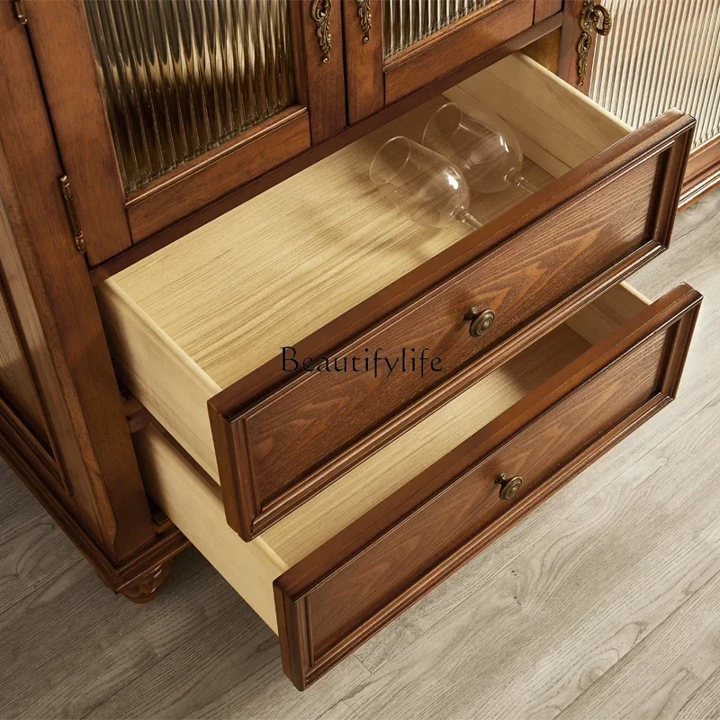 D25 الخشب الصلب الطعام الجانب المطبخ خزانة الشاي الأوروبية بسيطة جدار خزانة مشروبات SSS