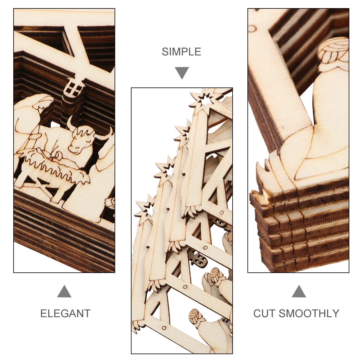 

20Pcs Christmas Wooden Nativity Scene Hanging Ornaments Hollow Shape Xmas Tree Decorations Birth of Jesus Wood Decor