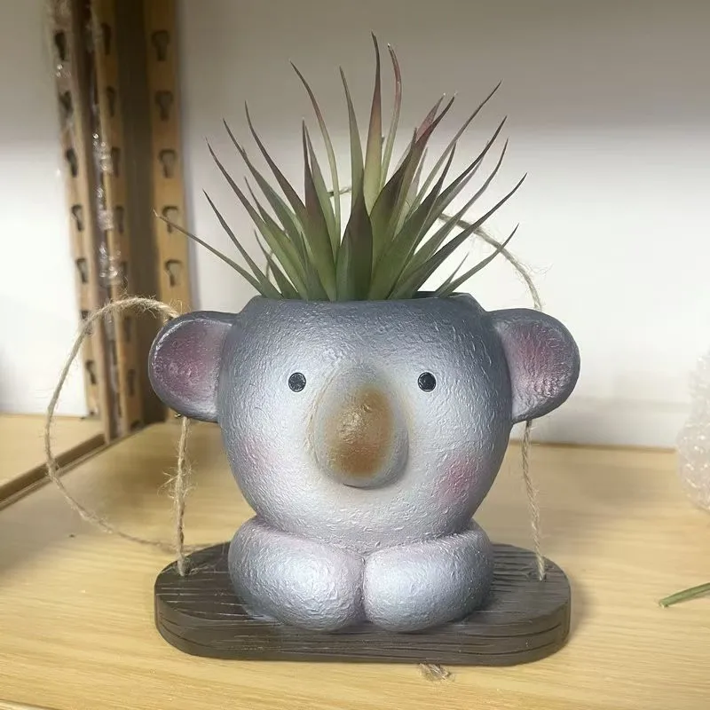 Koala Hanging Swing Planter- Resin Vase Wall Decor for Garden & Balcony