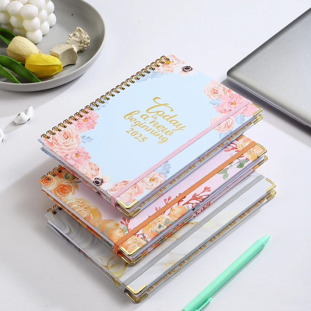 New A5 English Version 2025 Strap Coil Notebook Diary Schedule Planner