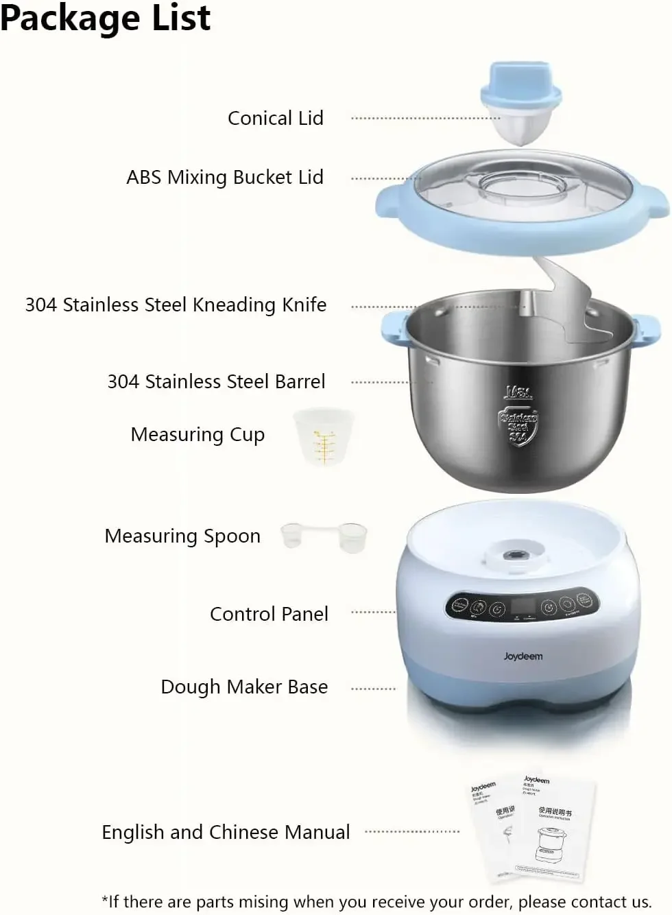 Imagem -06 - Joydeem-electric Dough Maker com Função Ferment Timing Microcomputador Face-up Painel de Toque 6.6qt 304 Aço Inoxidável