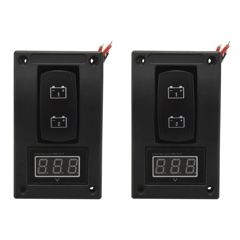 2X 12-24V LED Dual Battery Test Panel Rocker Switch Car Truck Marine Boat Voltmeter 4P ON-OFF-ON