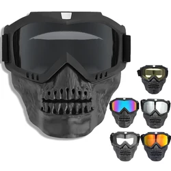 Skull Motorcycle Goggles Mask With Removable Face Mask Motorcycle ATV Racing Goggles Dirt Bike Mx Goggle Glasses Tactical Mask