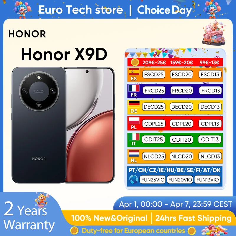 Honor X9D 5G Smartphone Version mondiale Snapdragon 6 Gen 4 SGS IP69K 8300mAh 2.5M Super Anti-chute 6.79 ''AMOLED 120Hz 108MP NFC