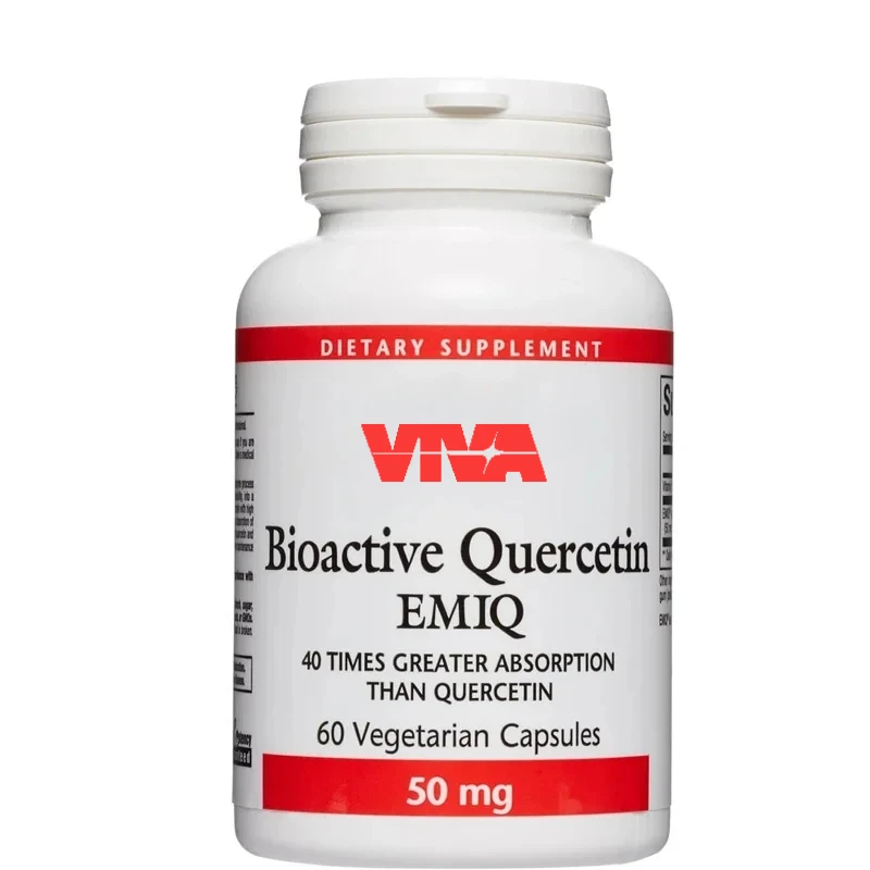 

Bioactive Quercetin EMIQ 50mg contains Vitamin C, supporting sinus, heart, and immune health, in 60 capsules