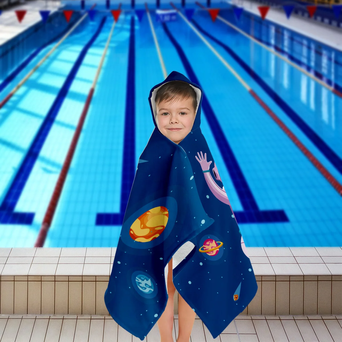 1pc Kids Space Series Hooded Bath Towels | Soft Thick Absorbent  Beach, Bath, Pool Towels with Hood Oversized for Boys Ages 3-10