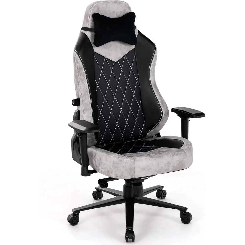 

Gaming Chair with Adjustable Lumbar Support, 4D Armrest, Wide Seat, Headrest, 360° Swivel Height Adjustable Computer Gamer Chair