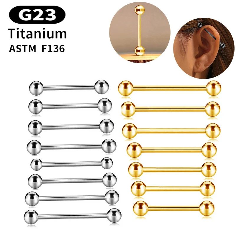 

10Pcs G23 Titanium 14G/16G Goth Body Piercing Jewelry Ear Stud Internal Thread Long Industrial Barbell Ring Tongue Sexy Barbell