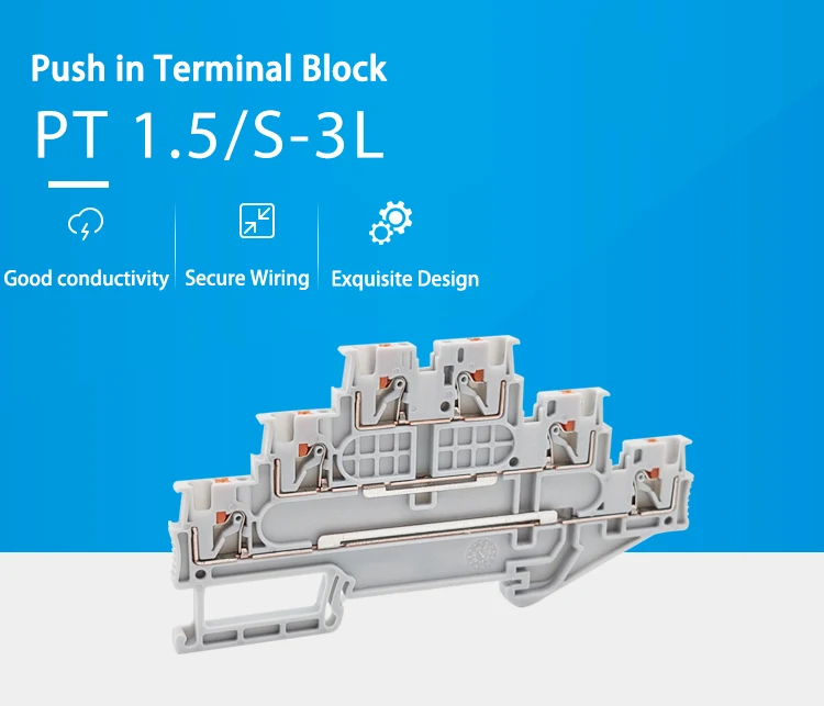 5 Stücke PT1.5/S-3L Drei Ebene Push-In Terminal Für 1,5 mm2 3 Schicht Draht Anschlüsse Elektrische Din-schiene Terminal Block PT 1,5-3L – Detail 13