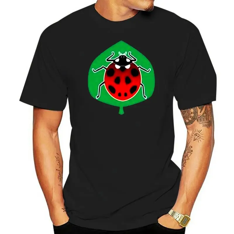 Red Ladybug On Green Leaf Ladybird Men'S Novelty T-Shirt Slim Fit Tee Shirt