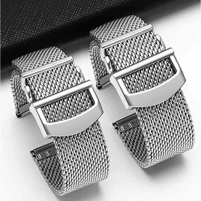 Watch Accessories Folding Clasp 20 22mm Milanese Stainless Steel Mesh Watch Band Best For IWC PORTOFINO FAMILY Series Strap