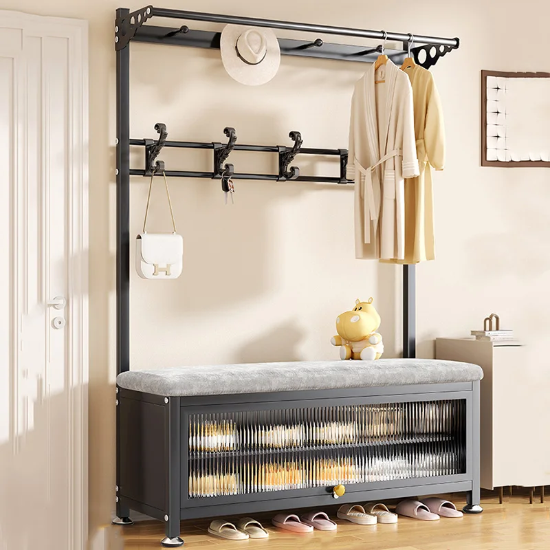 

Wall Mount Black Clothes Rack Place Saving Aesthetic Storage Standing Clothes Rack Shelves Hanger Perchero De Pie Home Furniture