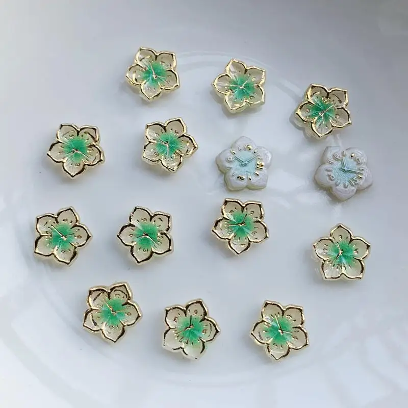 50pieces 10mm mixed spring color lovely resin new five petal flower flat back Cabochon DIY jewelry / craft scrapbook decoration