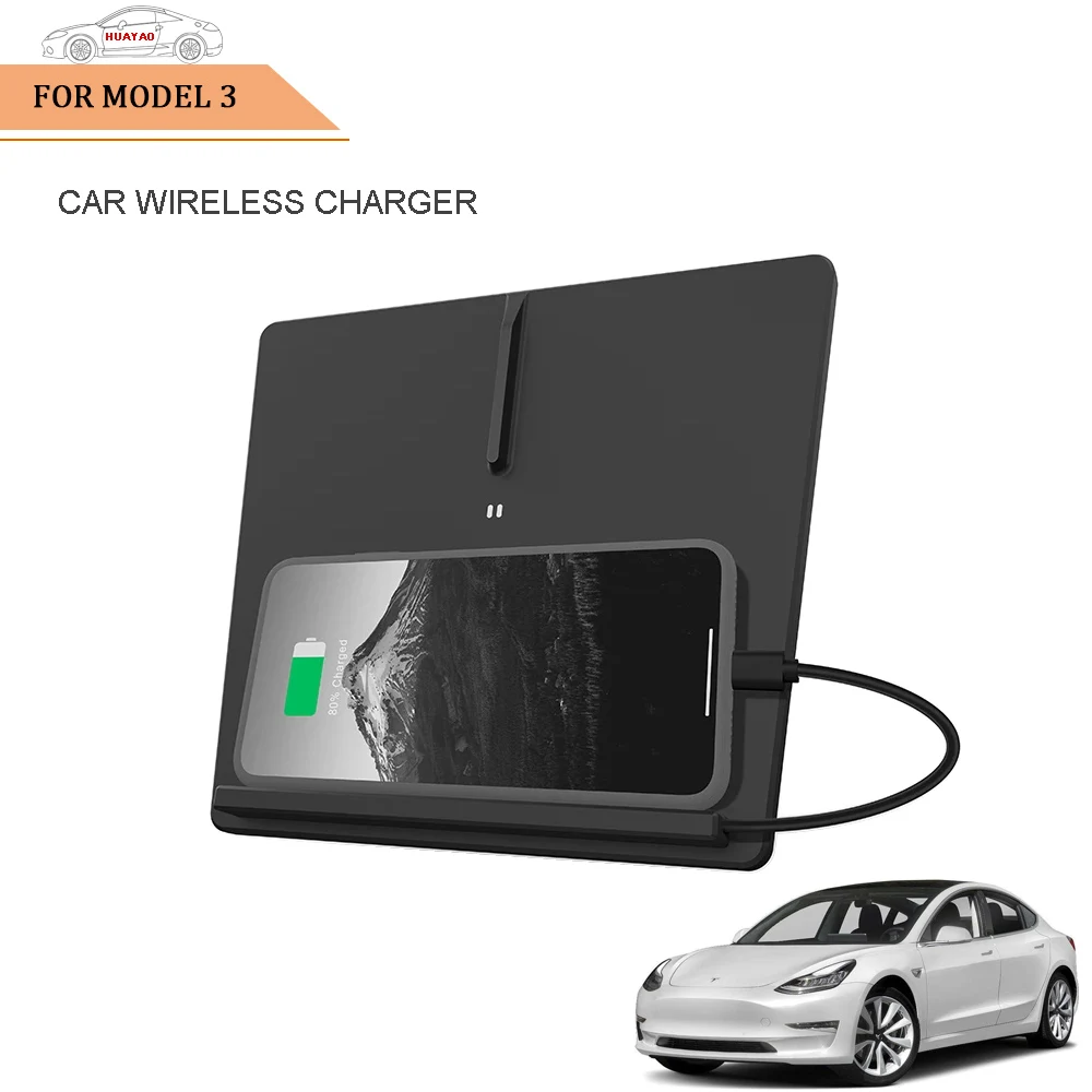 Car Refit Car Wireless Mobile Phone Fast Charge 10W 15W Charger Type-c Accessories Original Car Mold Opening For  Tesla Model 3