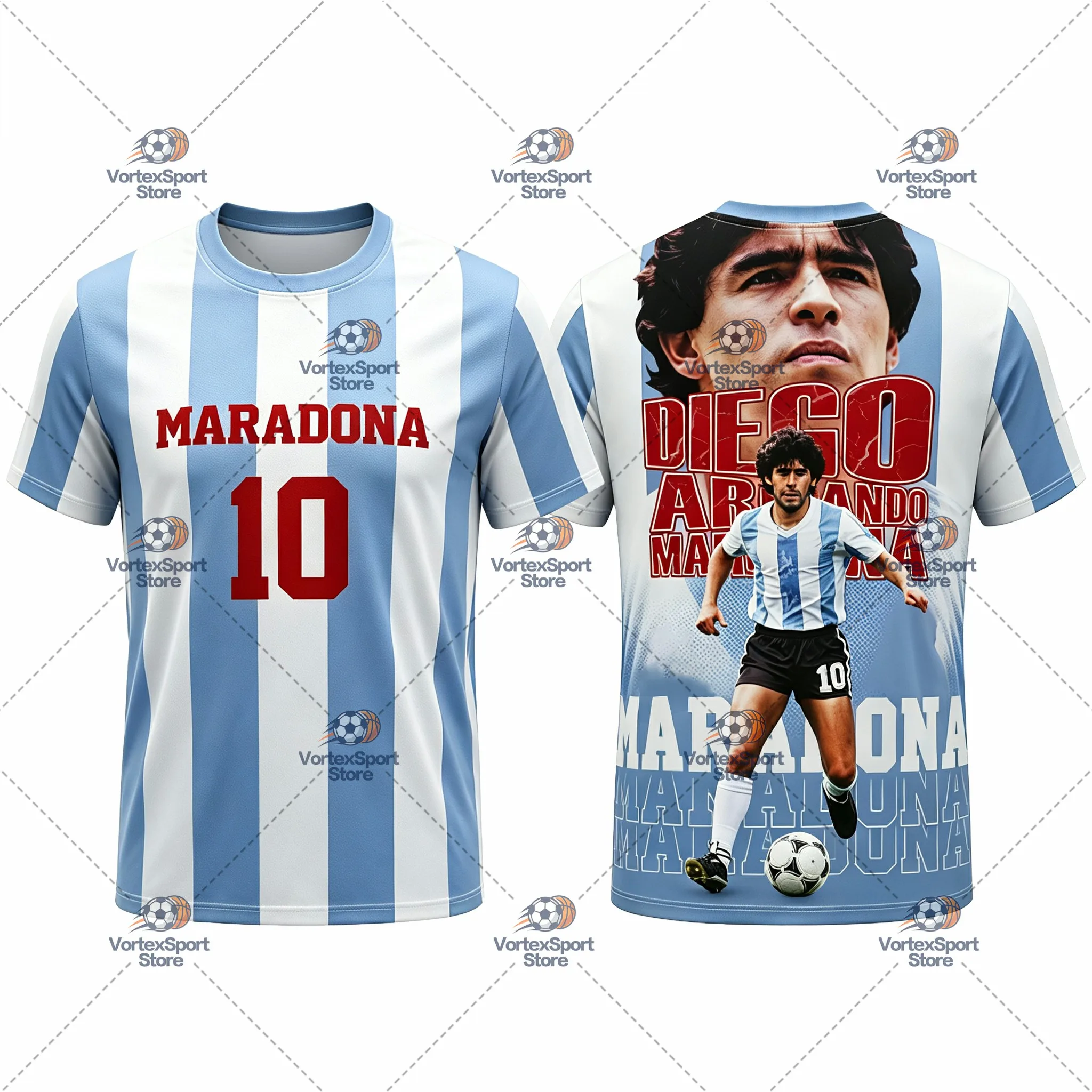 Argentinien Kinder Maradona Nr. 10 Fußball Legendärer Star Schnelltrocknendes T-Shirt Herren Kurzarm O-Ausschnitt Fußball-Trainings-Trikot – Detail 4