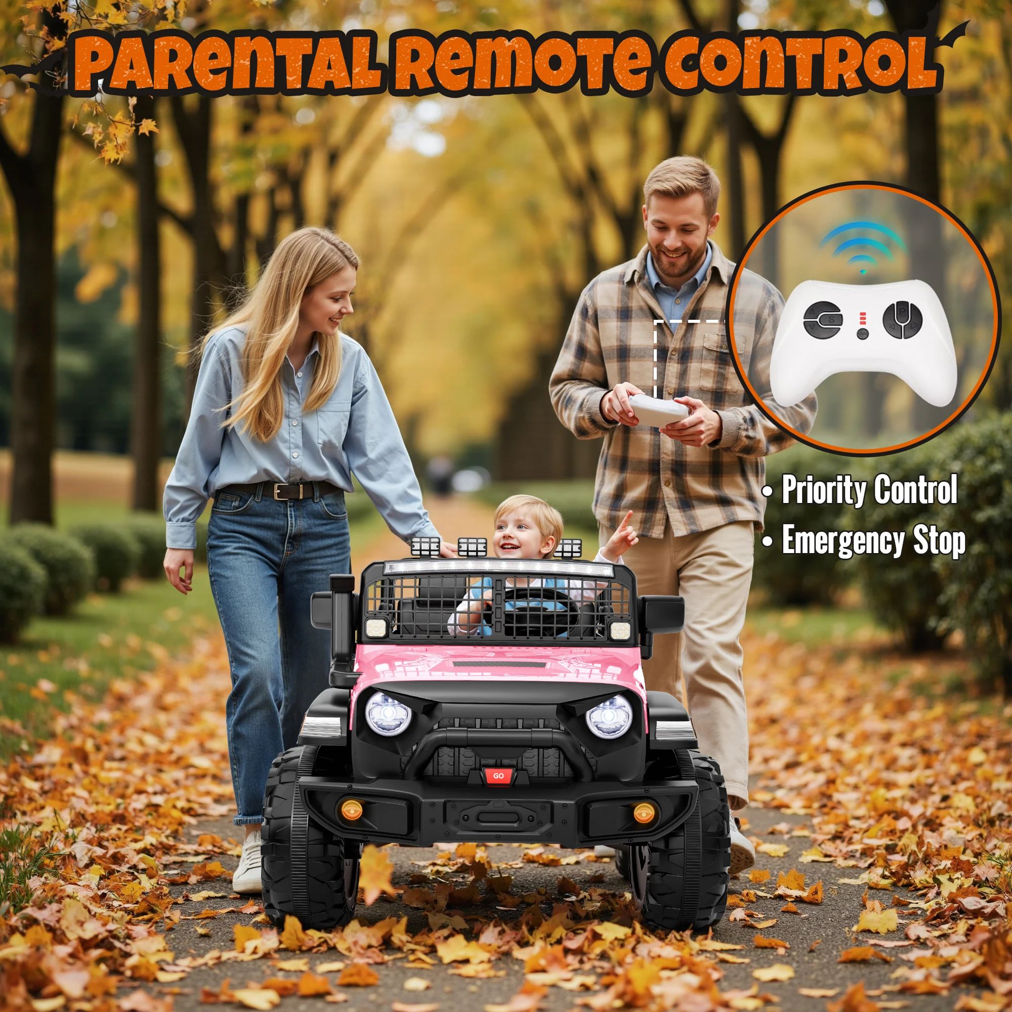 Samochód UTV dla dzieci 24V 4WD z pilotem dla rodziców, dwuosobowy, muzyka Bluetooth, światła LED, pojazd terenowy do użytku na zewnątrz