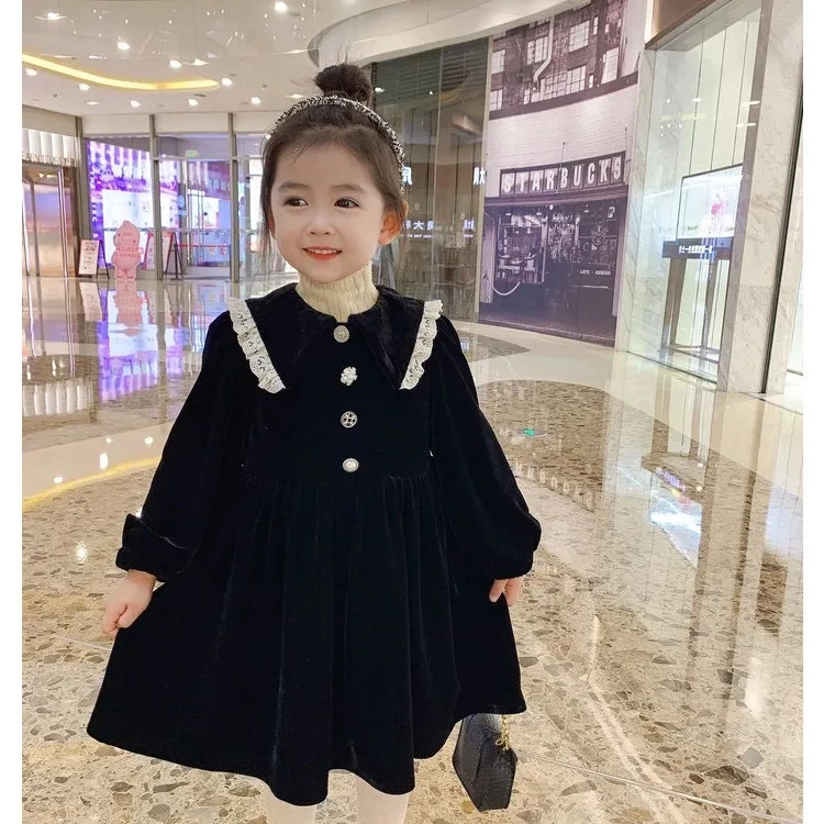 2-14 Years Toddler Kids Long Sleeve Dresses for Girls Winter Thick Velvet Warm Dress Children Loose Pricess Dress Baby Outfits 8