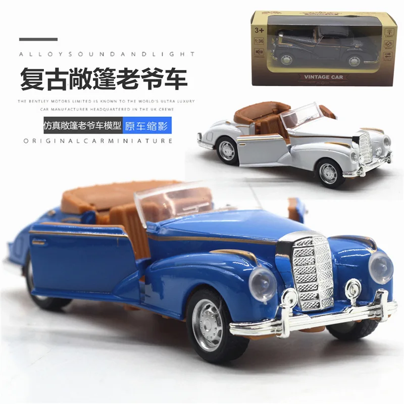 1:36 Retro Convertible Vintage Car Modello di auto in lega Auto in lega Giocattolo Modello classico Nuovo regalo per bambini