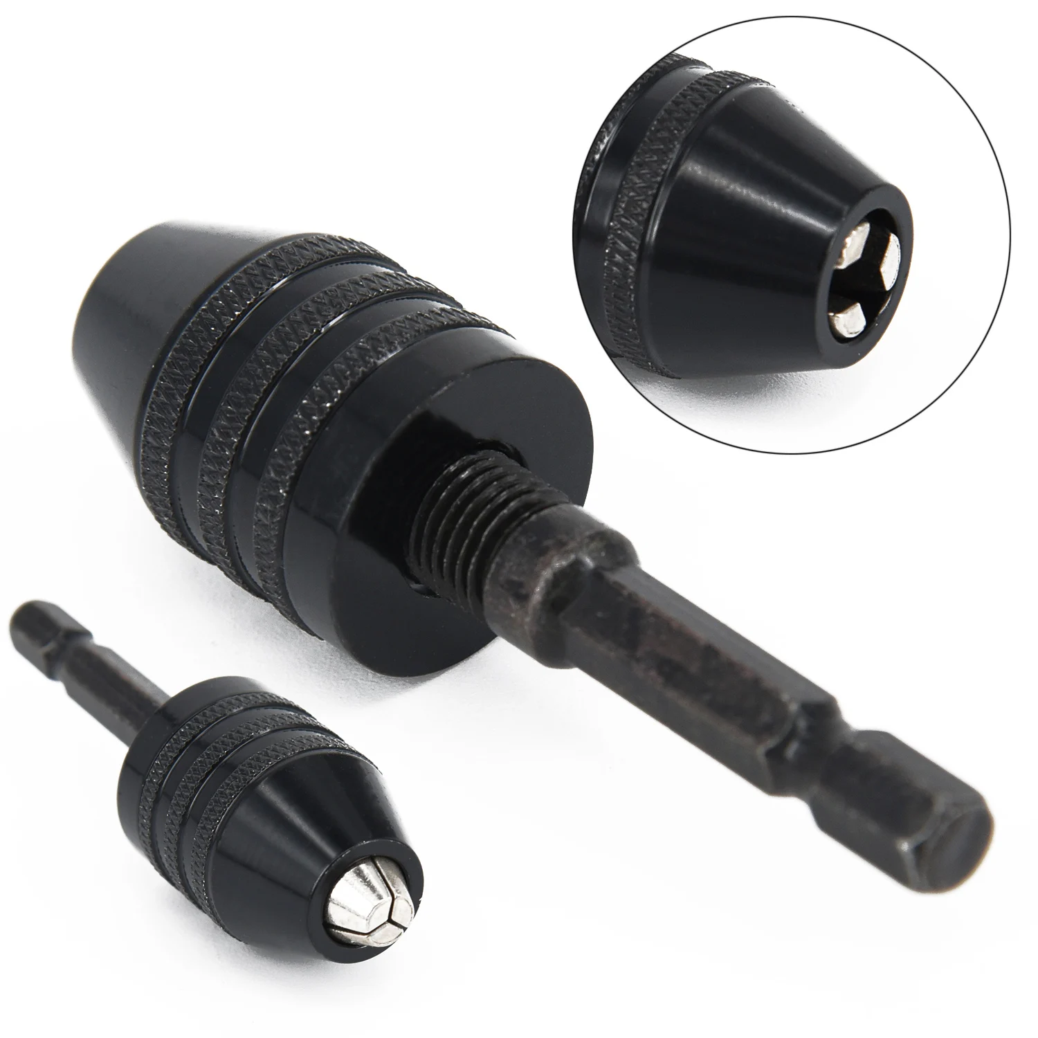 Adaptador bit conversor sem chave ferramenta sextavada mandril de broca de haste hexagonal 0.3-6.5mm 71x22mm liga de alumínio preto mini